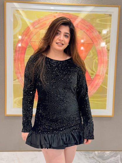 Skye Black Sequins Short Dress