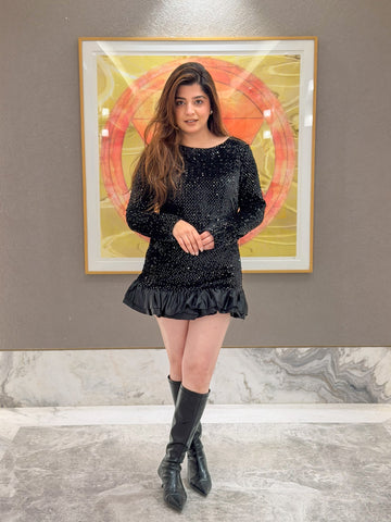 Skye Black Sequins Short Dress