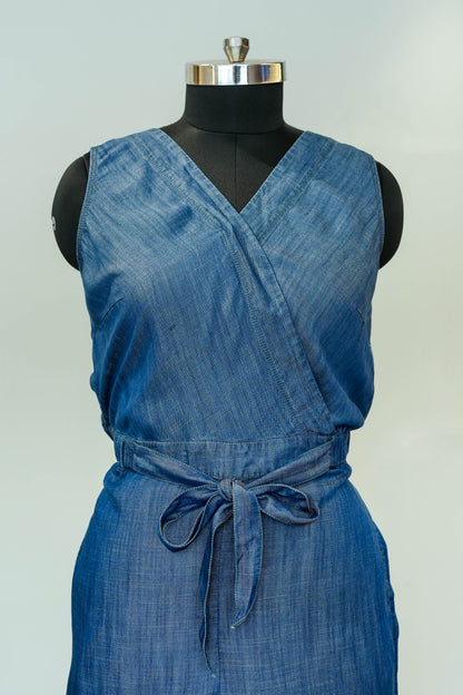 Denim Front Knot Jumpsuit