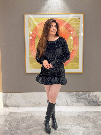 Skye Black Sequins Short Dress