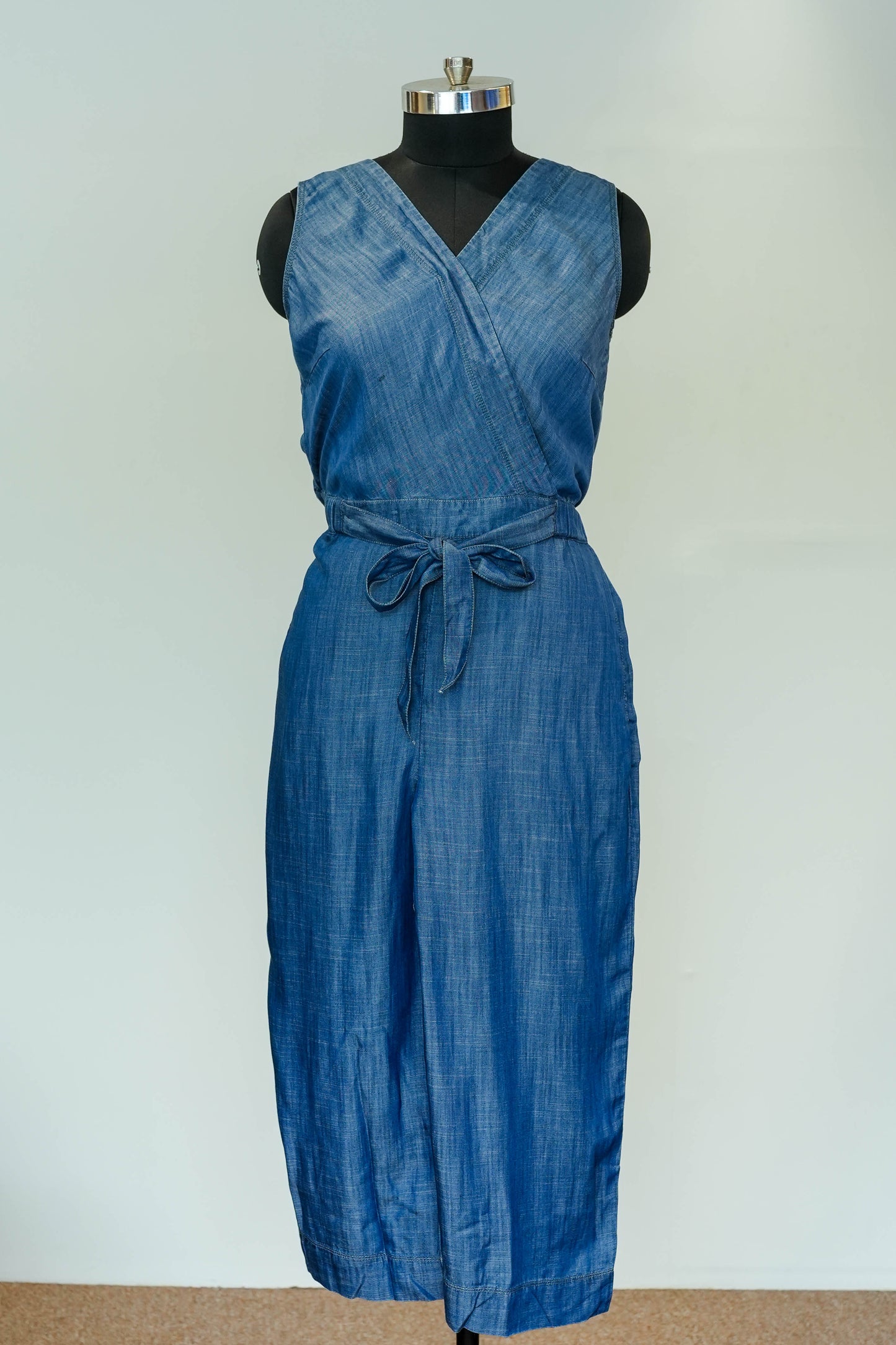 Denim Front Knot Jumpsuit