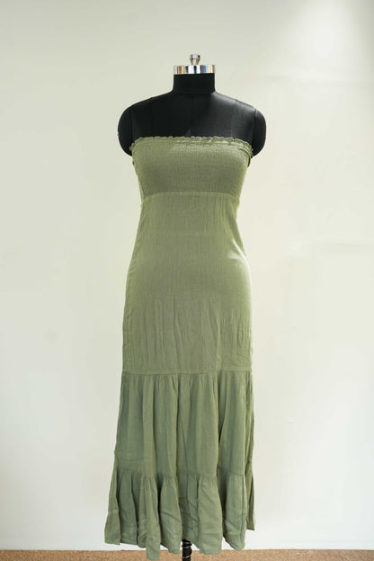 Olive Strapless Long Dress