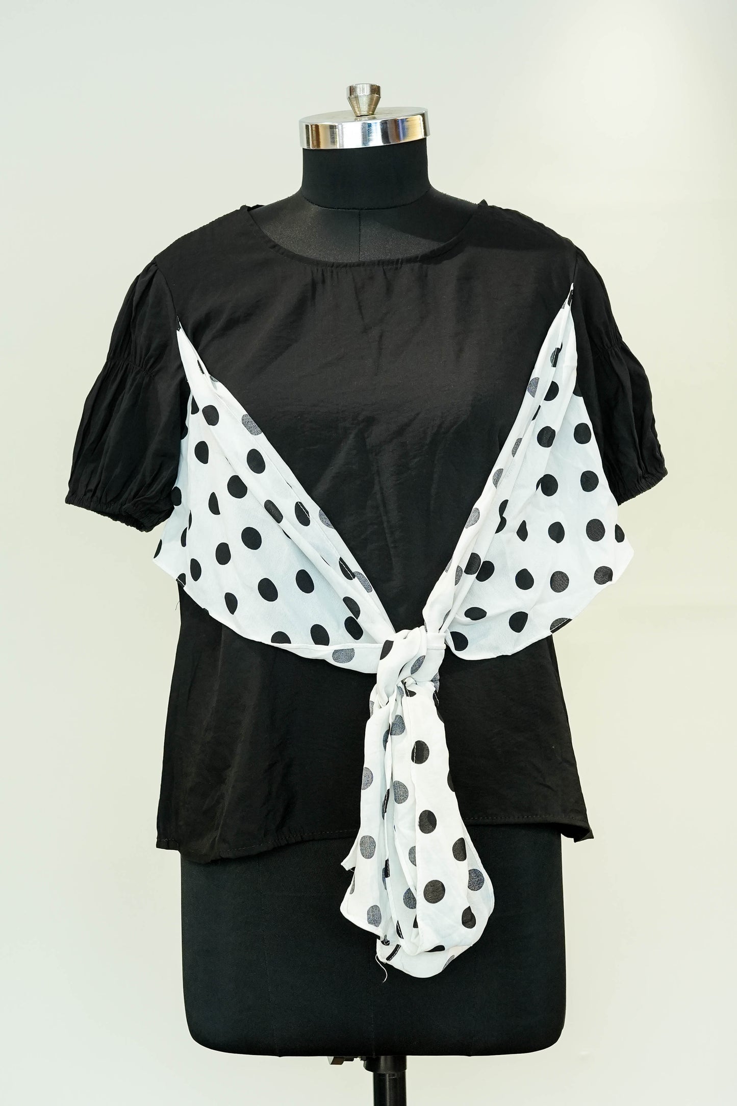 Black Polka Dot Detailing Top