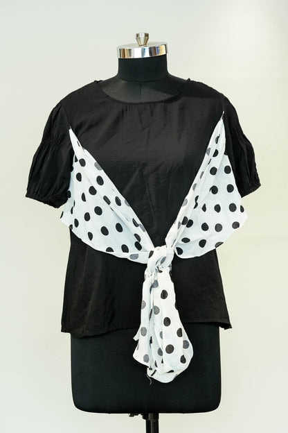 Black Polka Dot Detailing Top
