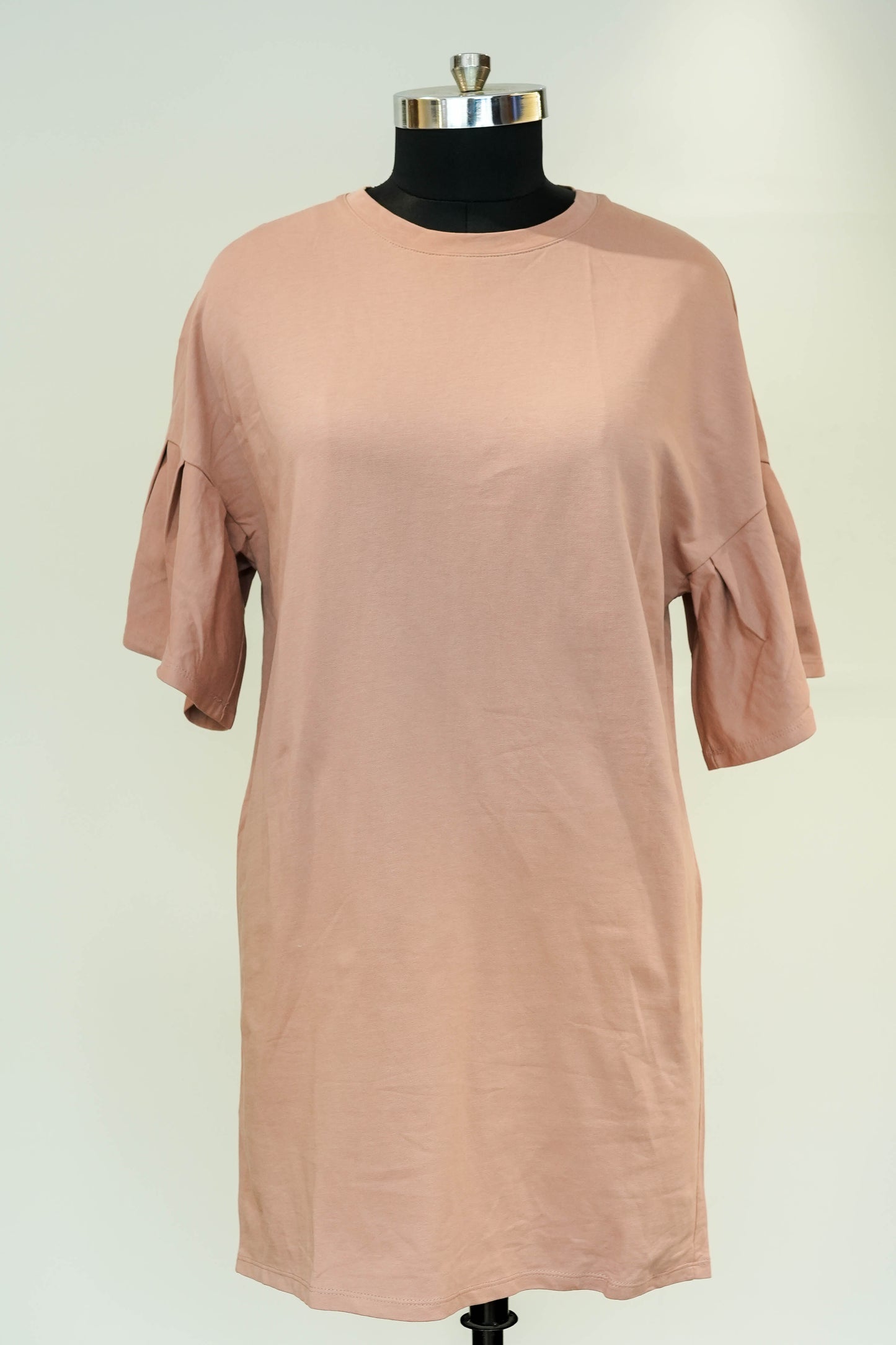 Peach Frill Sleeves Short Dress