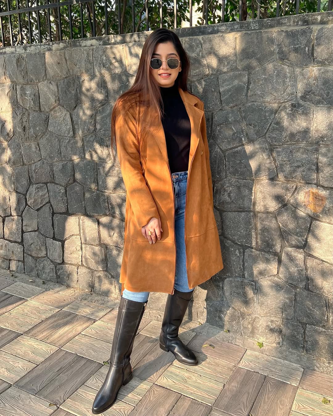 Suede Coat with Detachable Sleeves