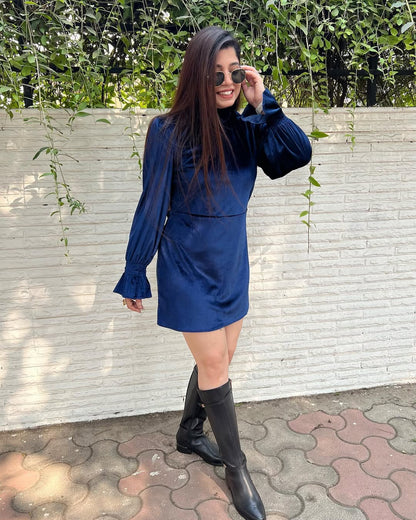 Kins Blue Velvet Dress