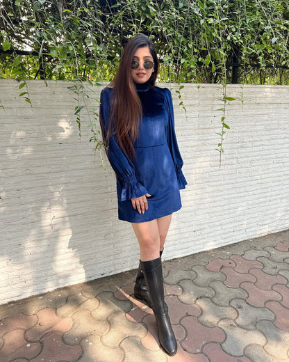 Kins Blue Velvet Dress