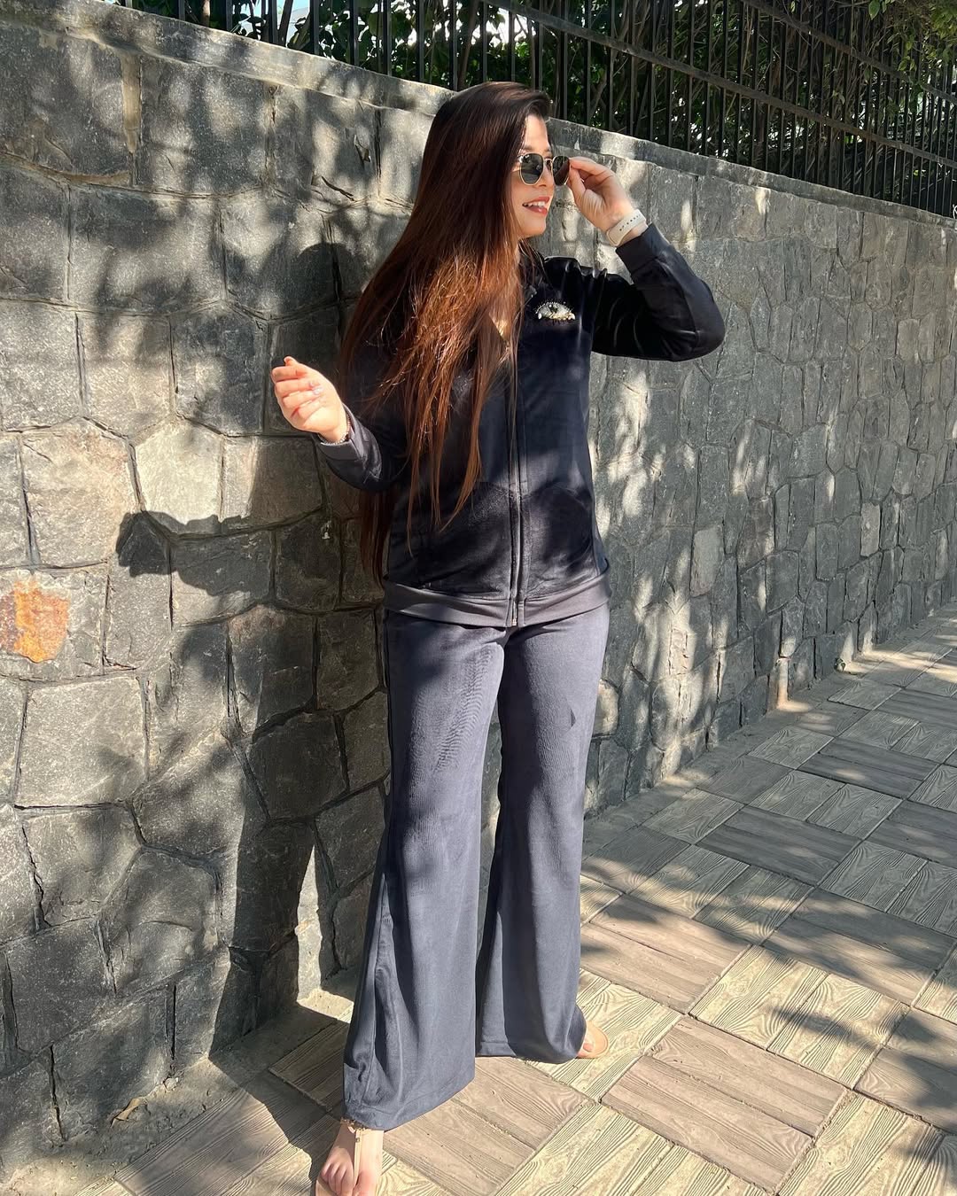 Liora Black Evil Eye Patch Tracksuit