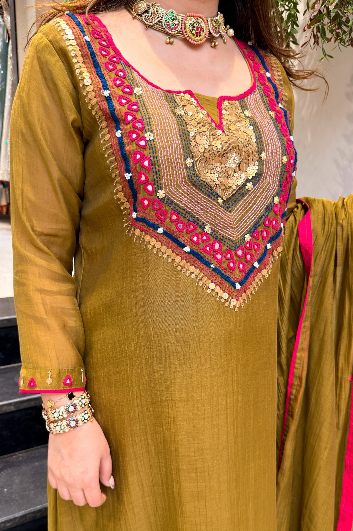 Gulnaz Sequin & Thread Embroidered Suit Set