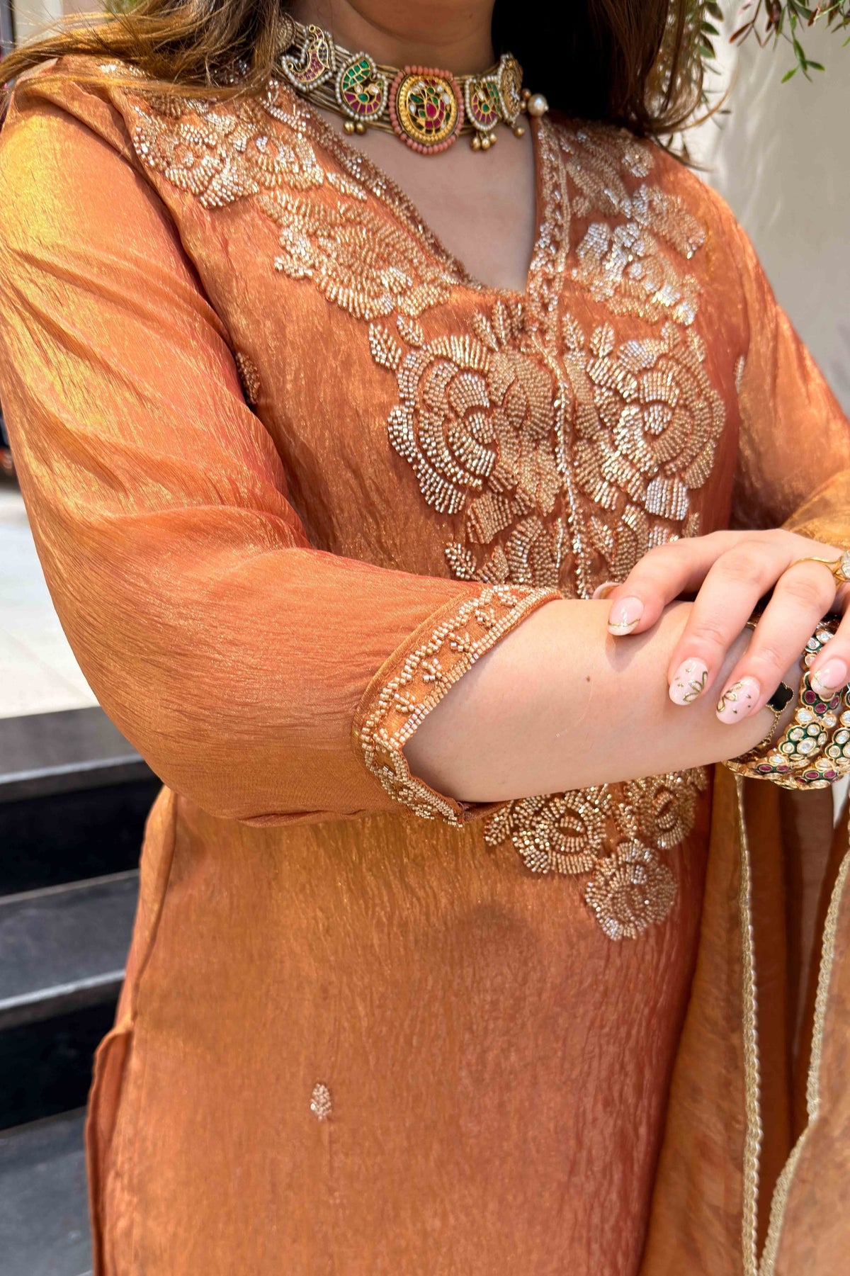 Suhira Beads Work Suit Set