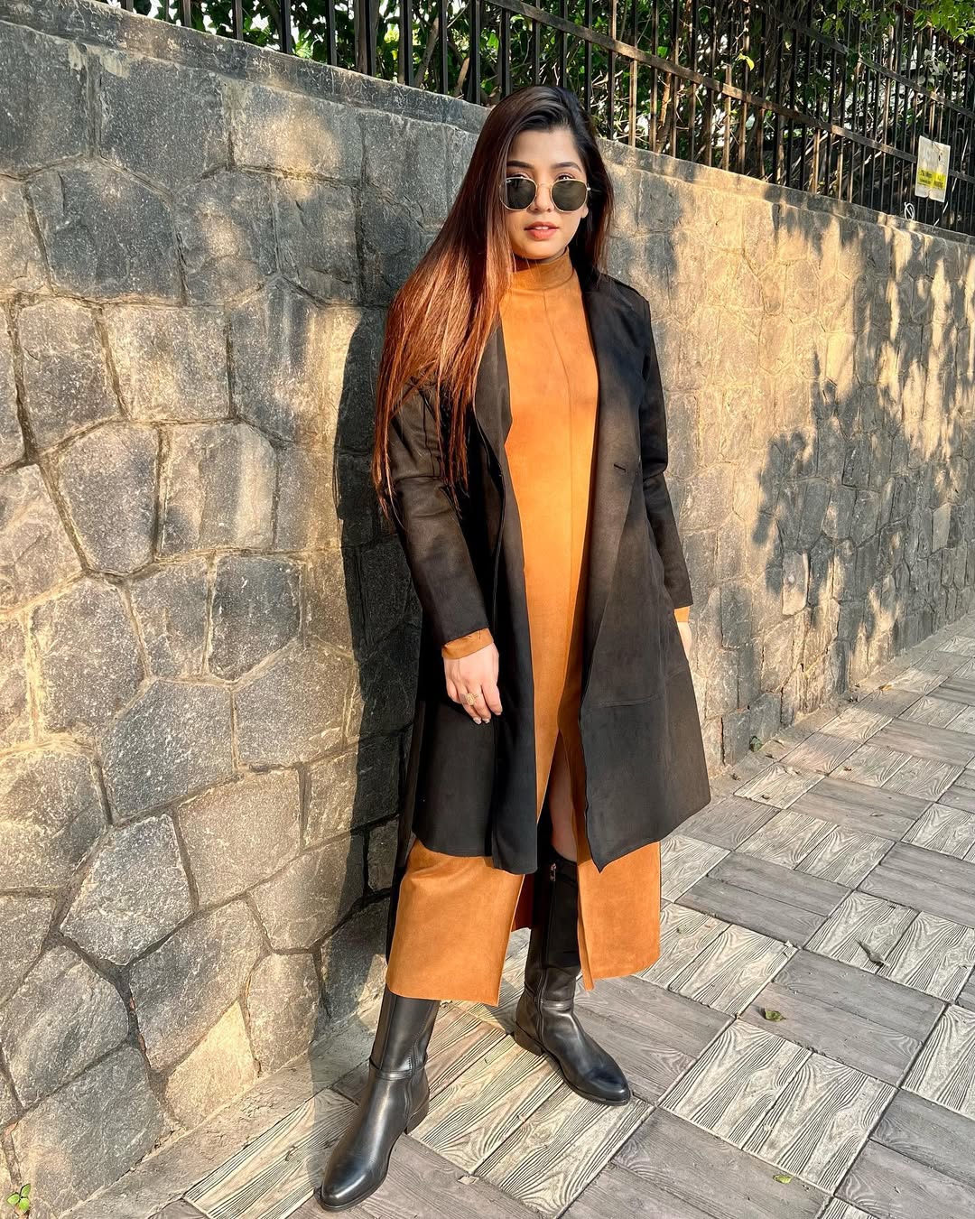 Suede Coat with Detachable Sleeves