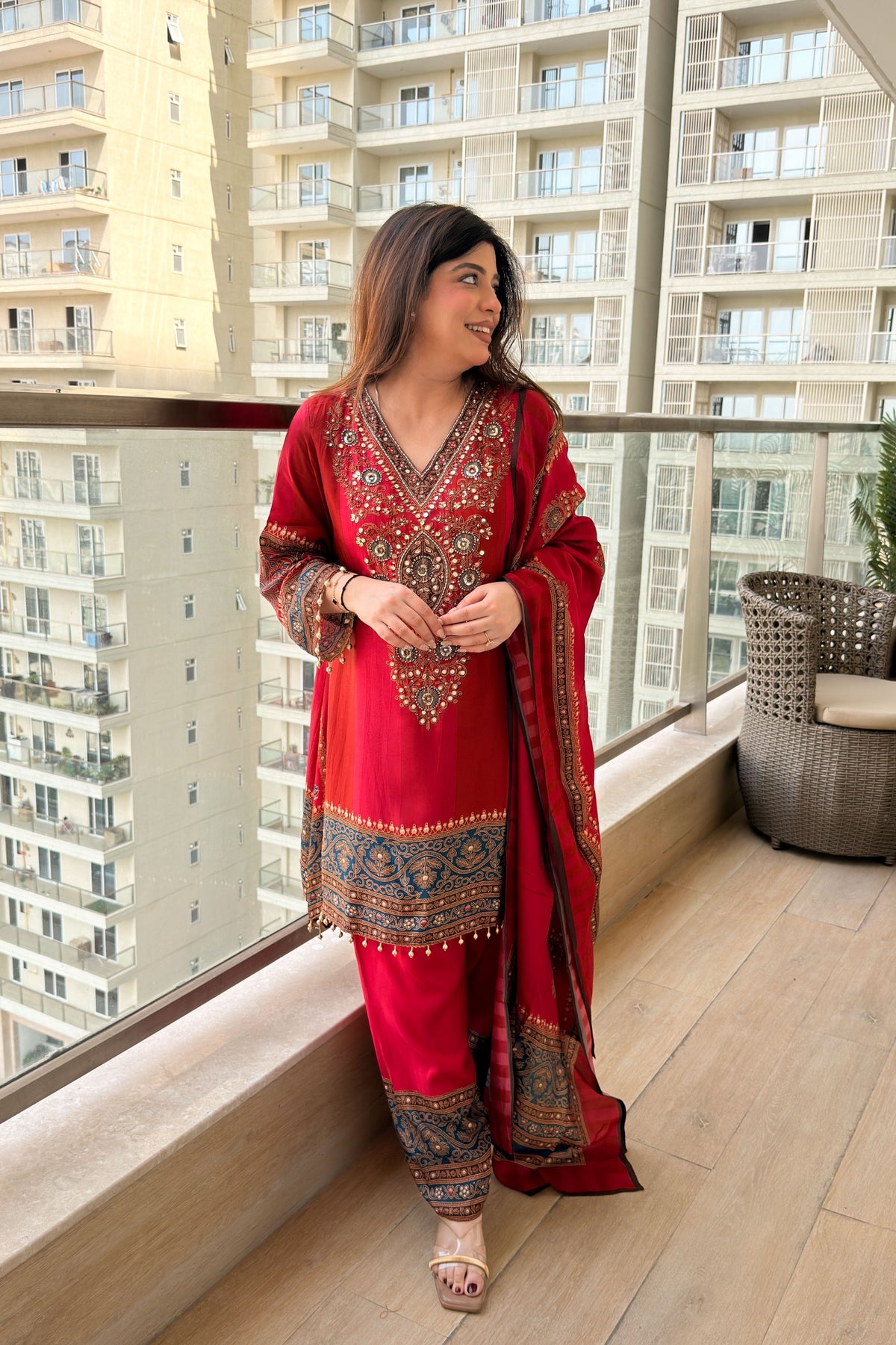 Simaya Printed & Embroidered Suit Set