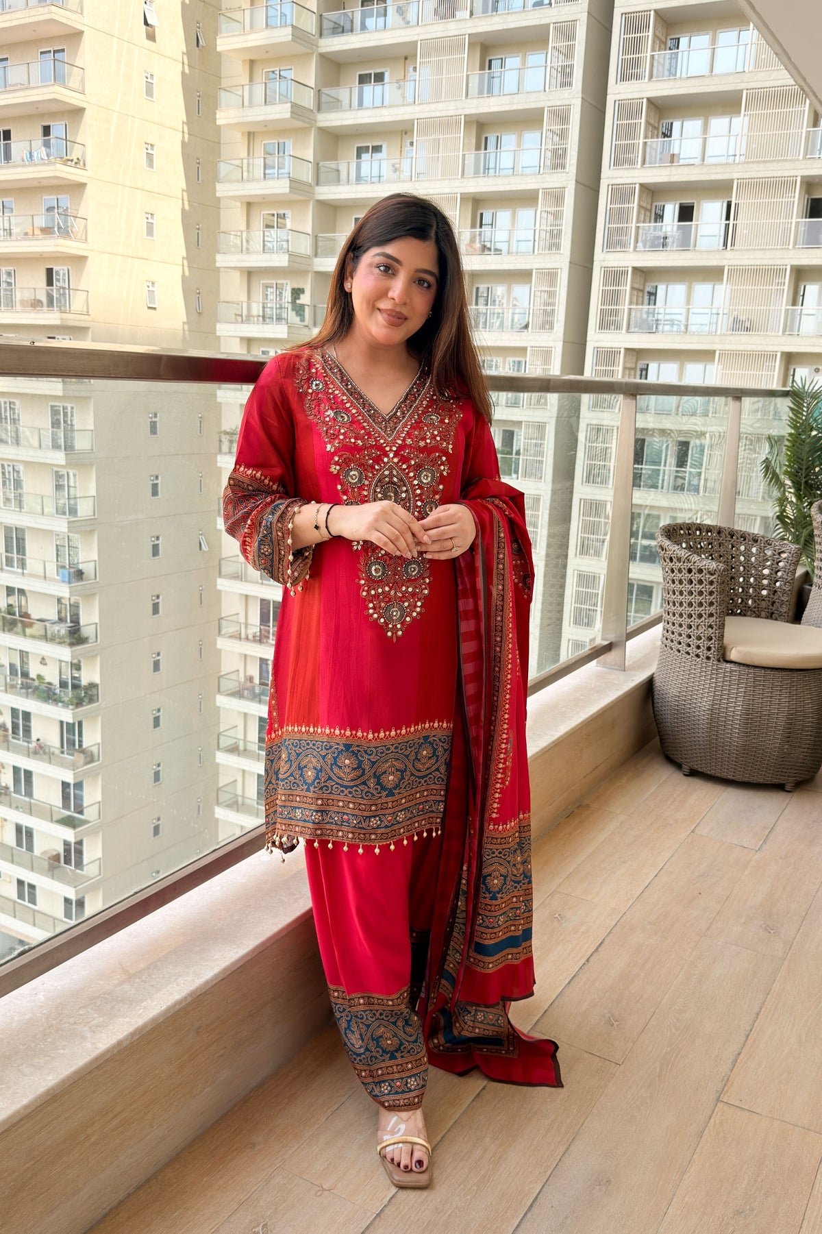 Simaya Printed & Embroidered Suit Set