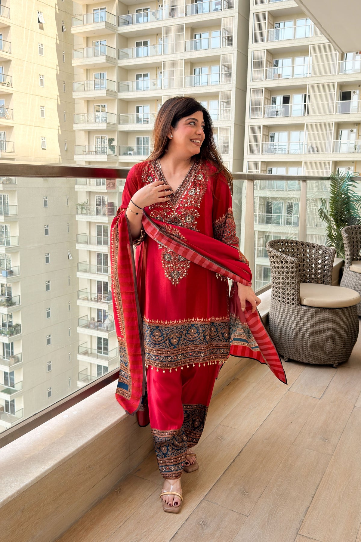 Simaya Printed & Embroidered Suit Set