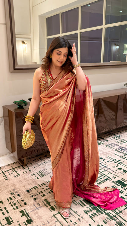 Vinisa Hand Embroidered Tissue Drape Saree