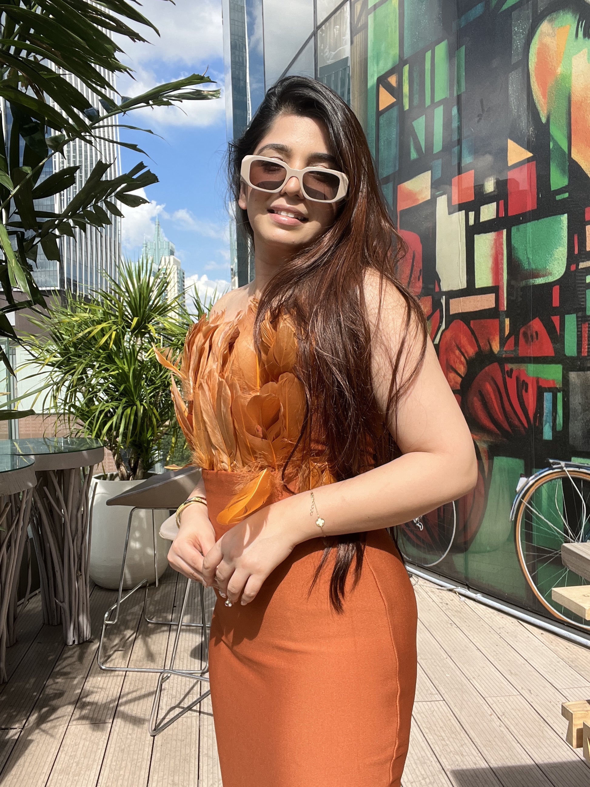 Lucy Rust Frill Dress