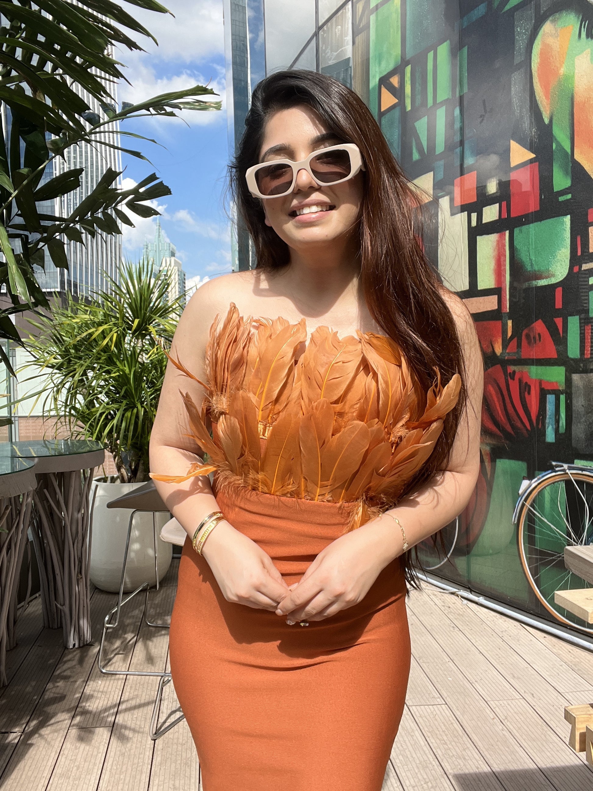 Lucy Rust Frill Dress