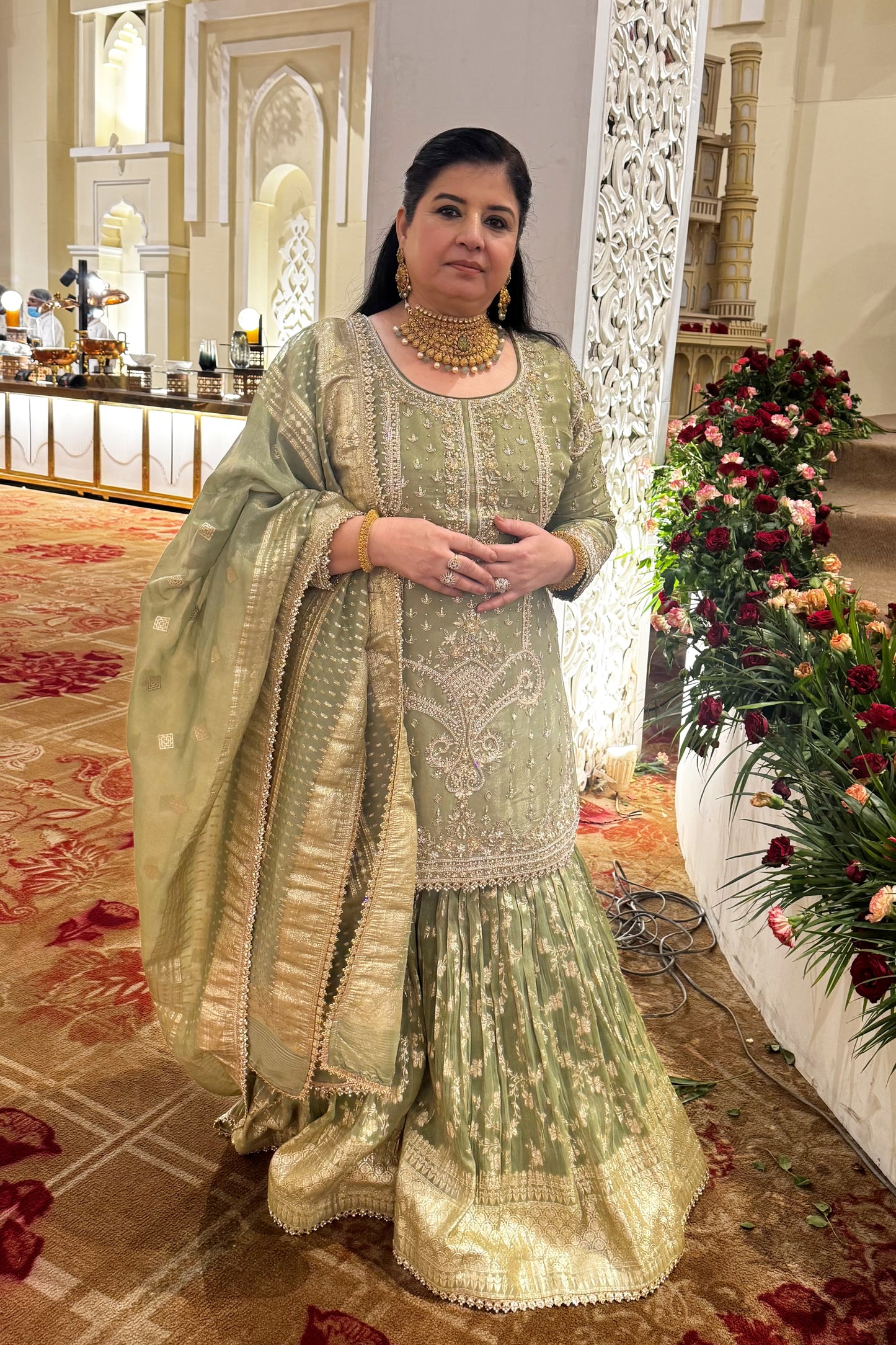 Nirvi Green Hand Embroidered Sharara Set