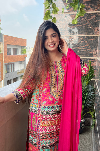 Sagari Pink Digital Print Suit Set