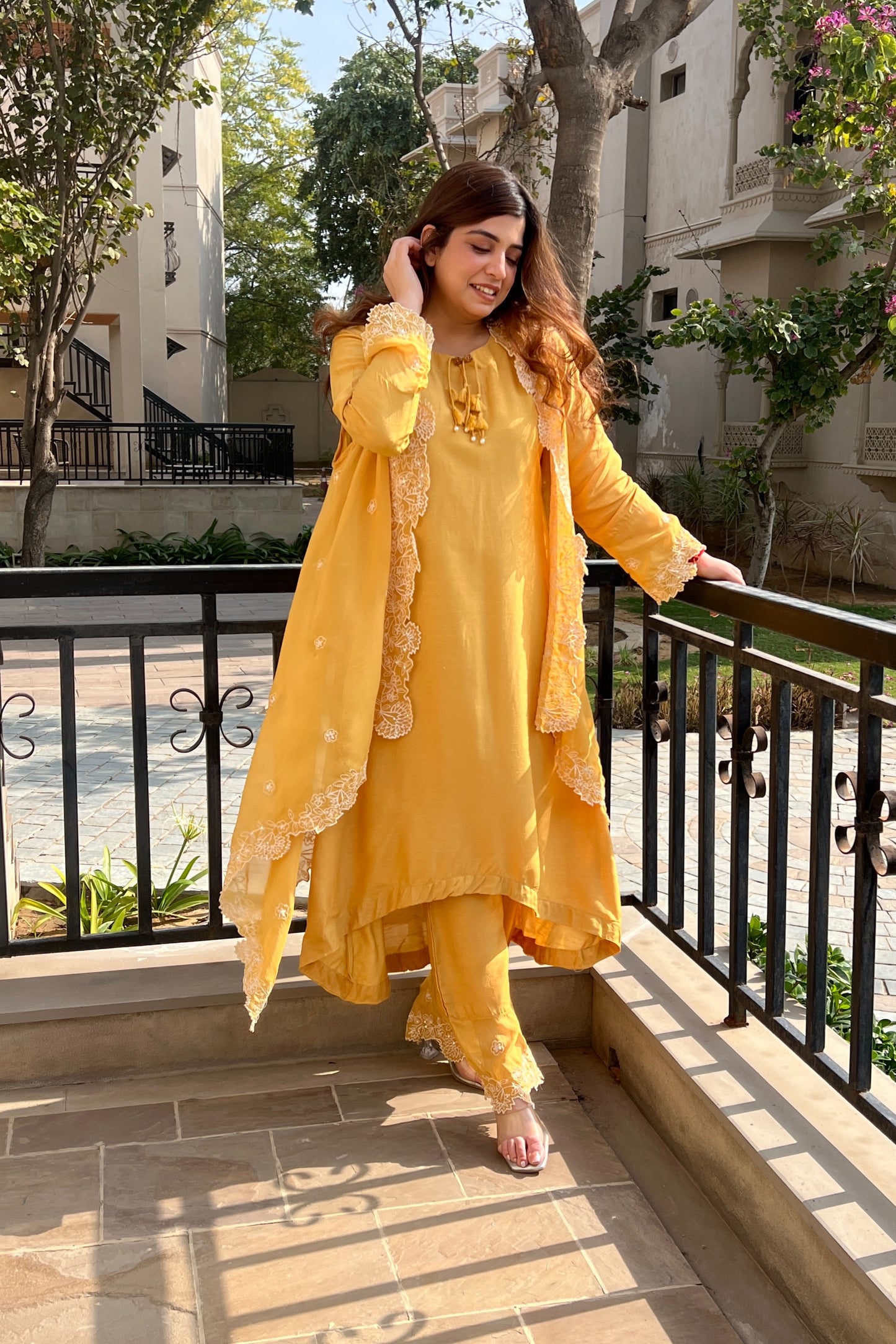 Jeeva Yellow Suit With Cape