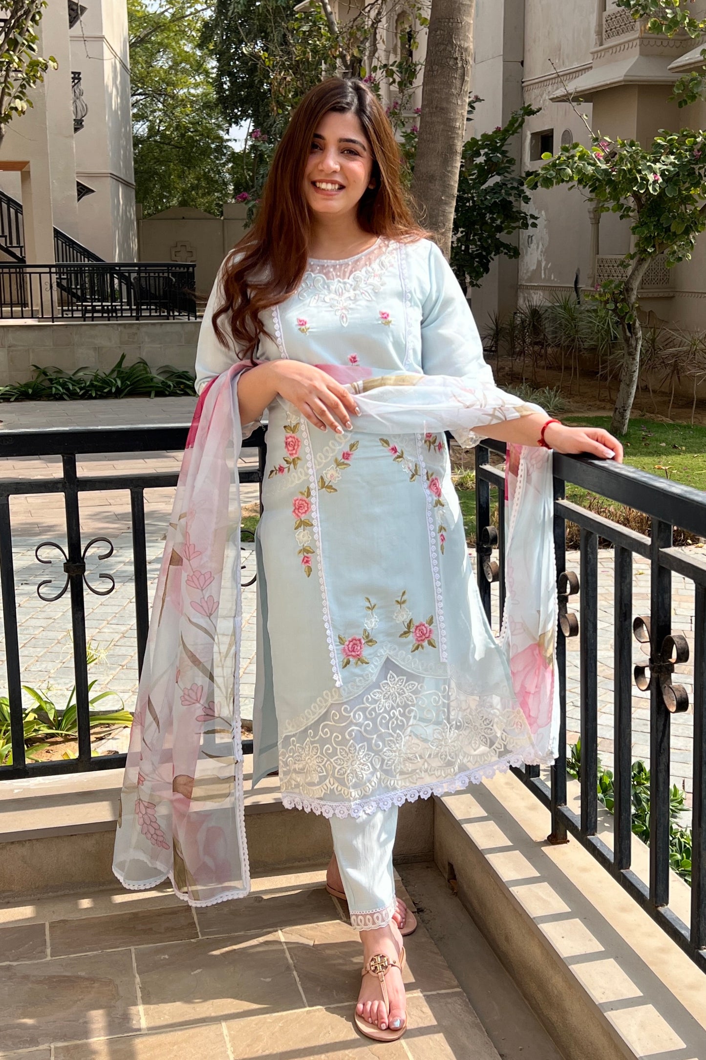 Neemra Blue Embroidered Pakistani Suit