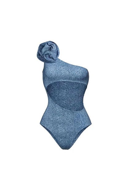 Blue Pinted Two Piece Swimwear