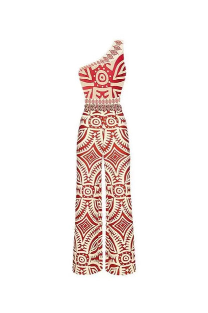 Orange Printed Swimsuit With Pant