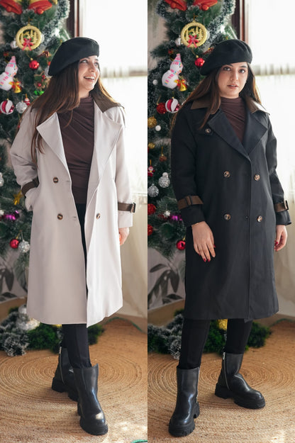 Oasis Trench Coat With Leather Collar