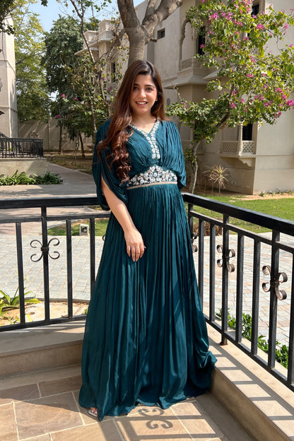 Zeerat Green Voluminous Maxi