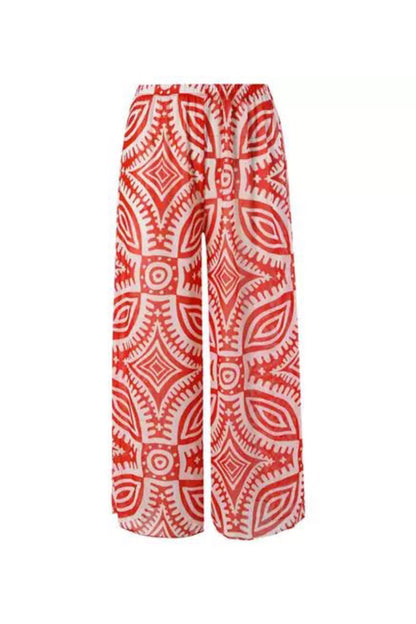 Orange Printed Swimsuit With Pant