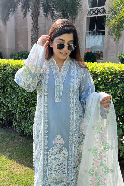 Seerna Grey Luxe Cutwork Suit Set