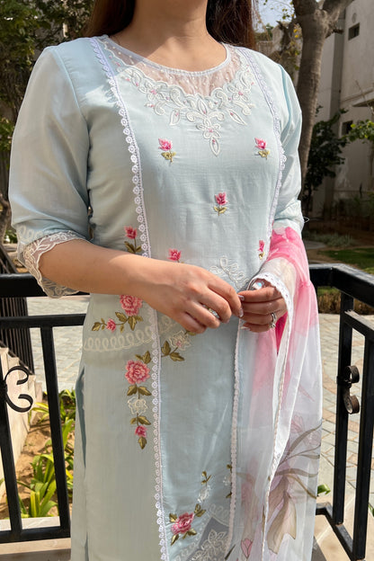 Neemra Blue Embroidered Pakistani Suit