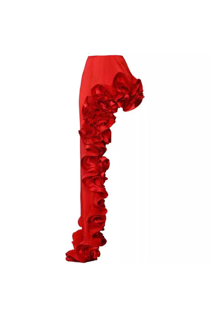 Red Frill Swimsuit With Skirt