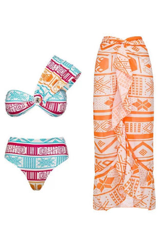 Printed Swimsuit With Skirt