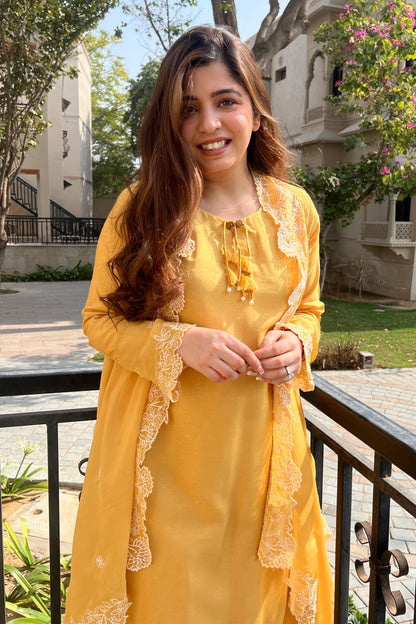 Jeeva Yellow Suit With Cape