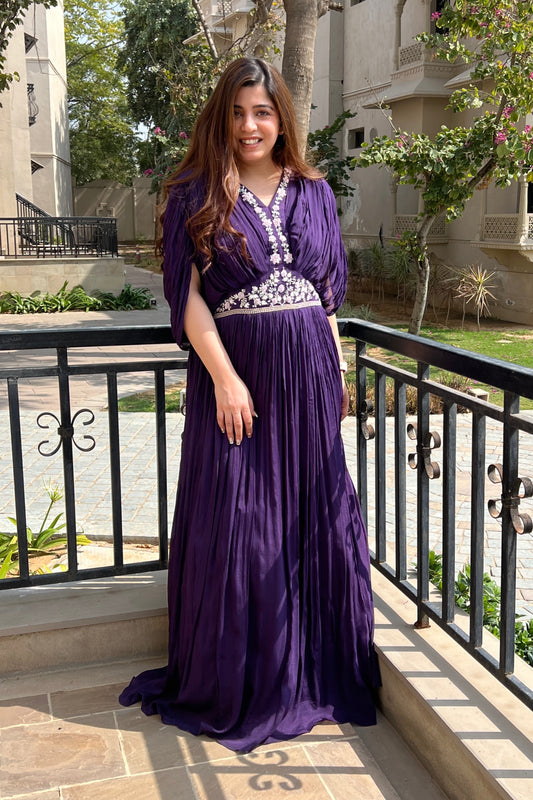 Zeerat Purple Voluminous Maxi