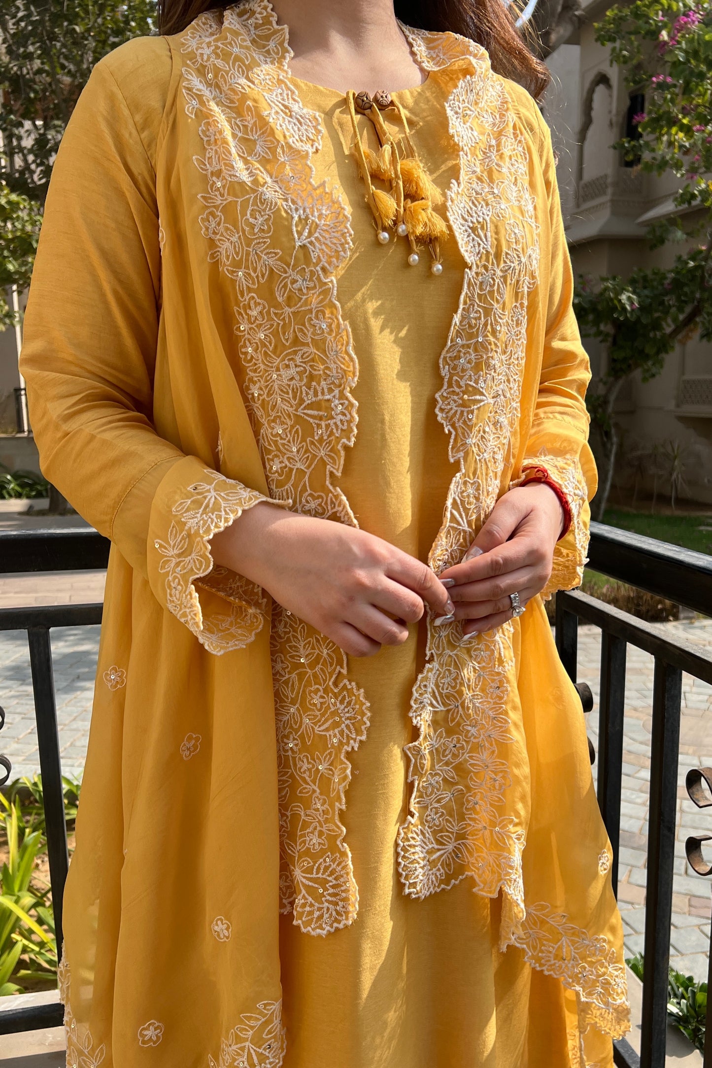 Jeeva Yellow Suit With Cape