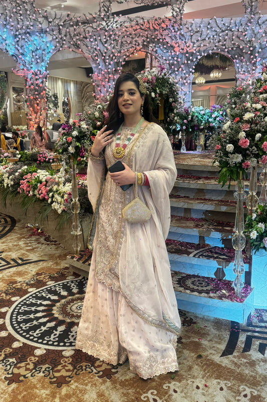 Heeqat Pink Embroidered Sharara Set