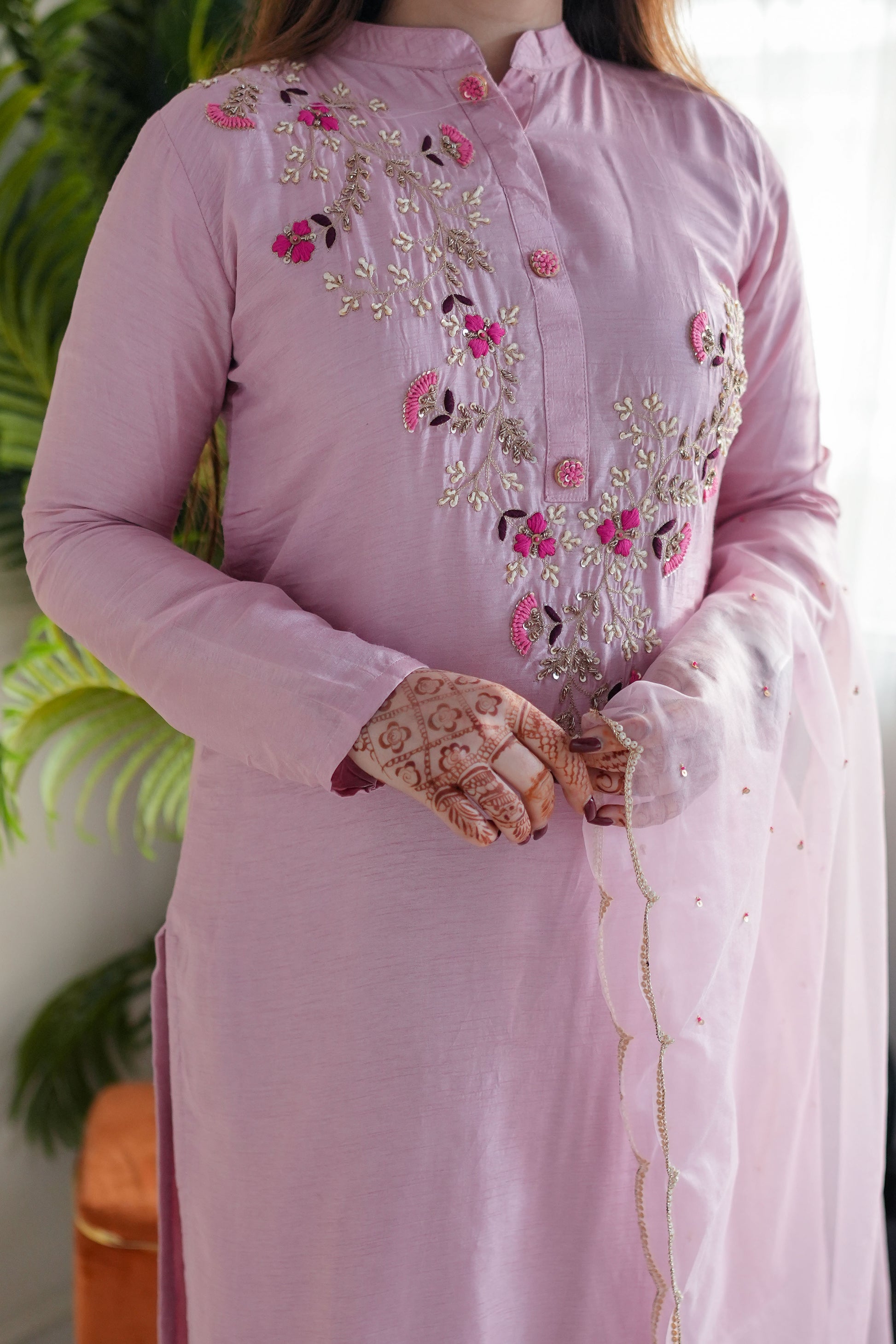 Madhu Pink Silk Suit Set