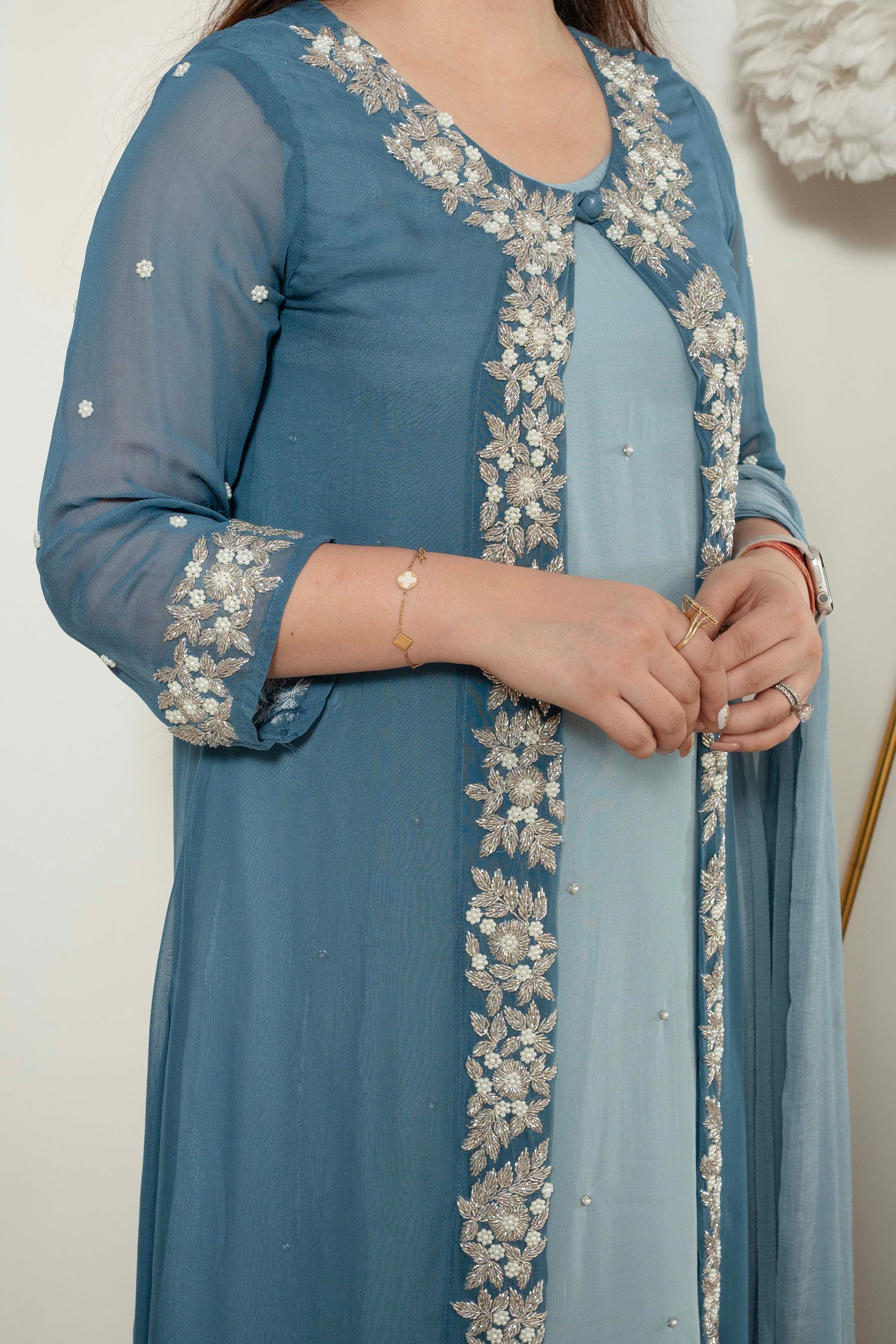 Heera Blue Embroidered Georgette Suit