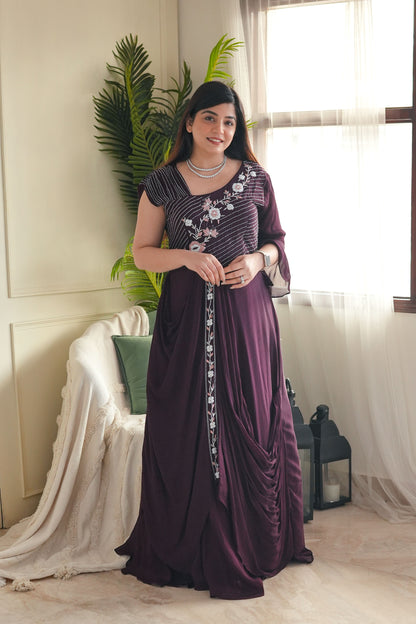 Neeyah Wine Voluminous Gown