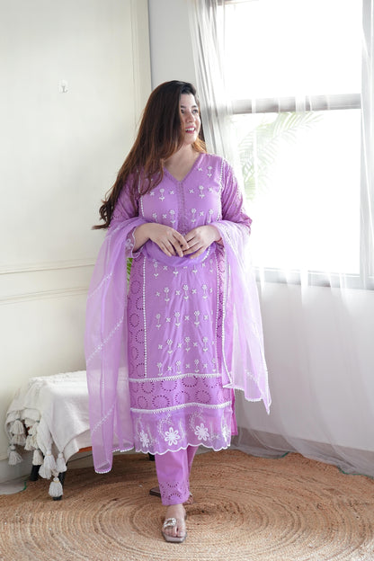 Meera Purple Embroidery Suit Set