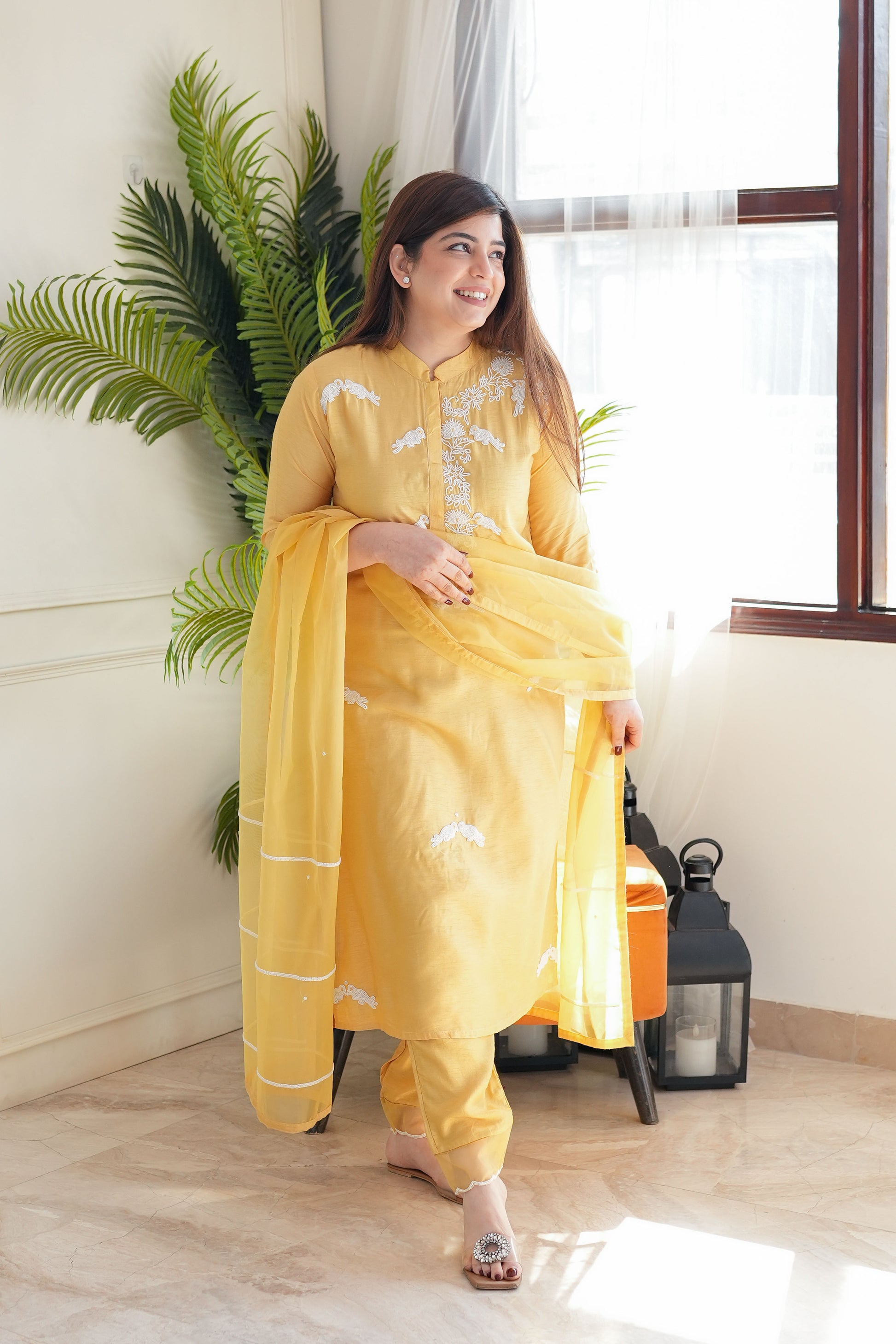 Neyamat Yellow Silk Set