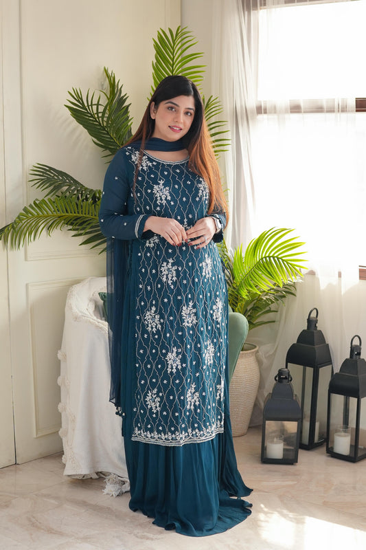 Lehra Blue Maxi With Cape