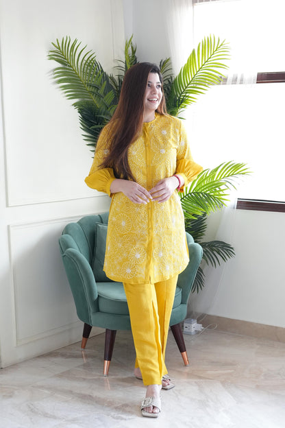 Taara Yellow Embroidered Cordset