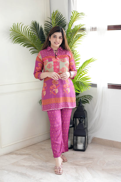 Faryaad Pink Digital Print Cordset