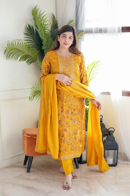 Janak Yellow Silk Suit Set