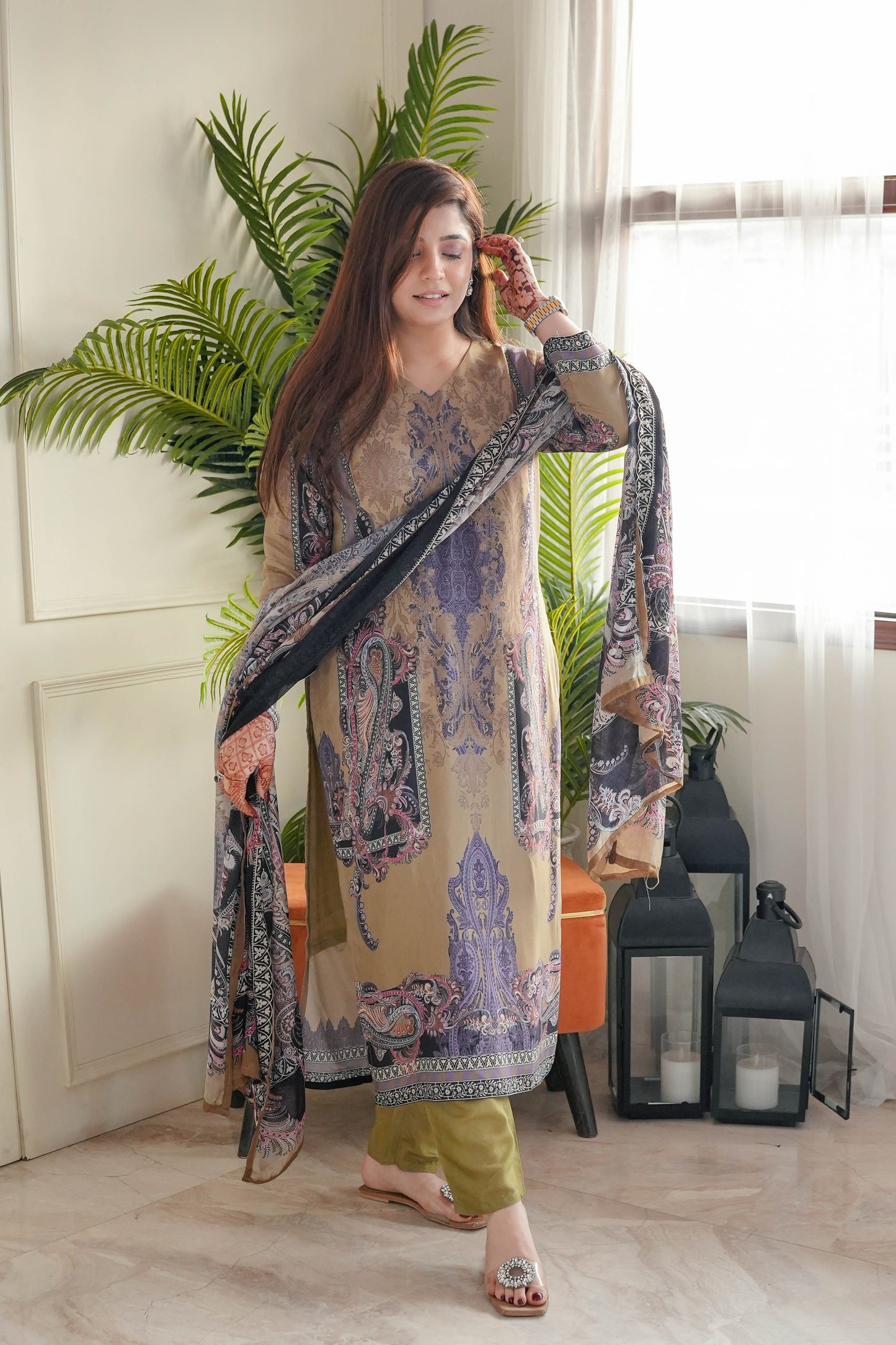 Haseena Green Digital Print Suit