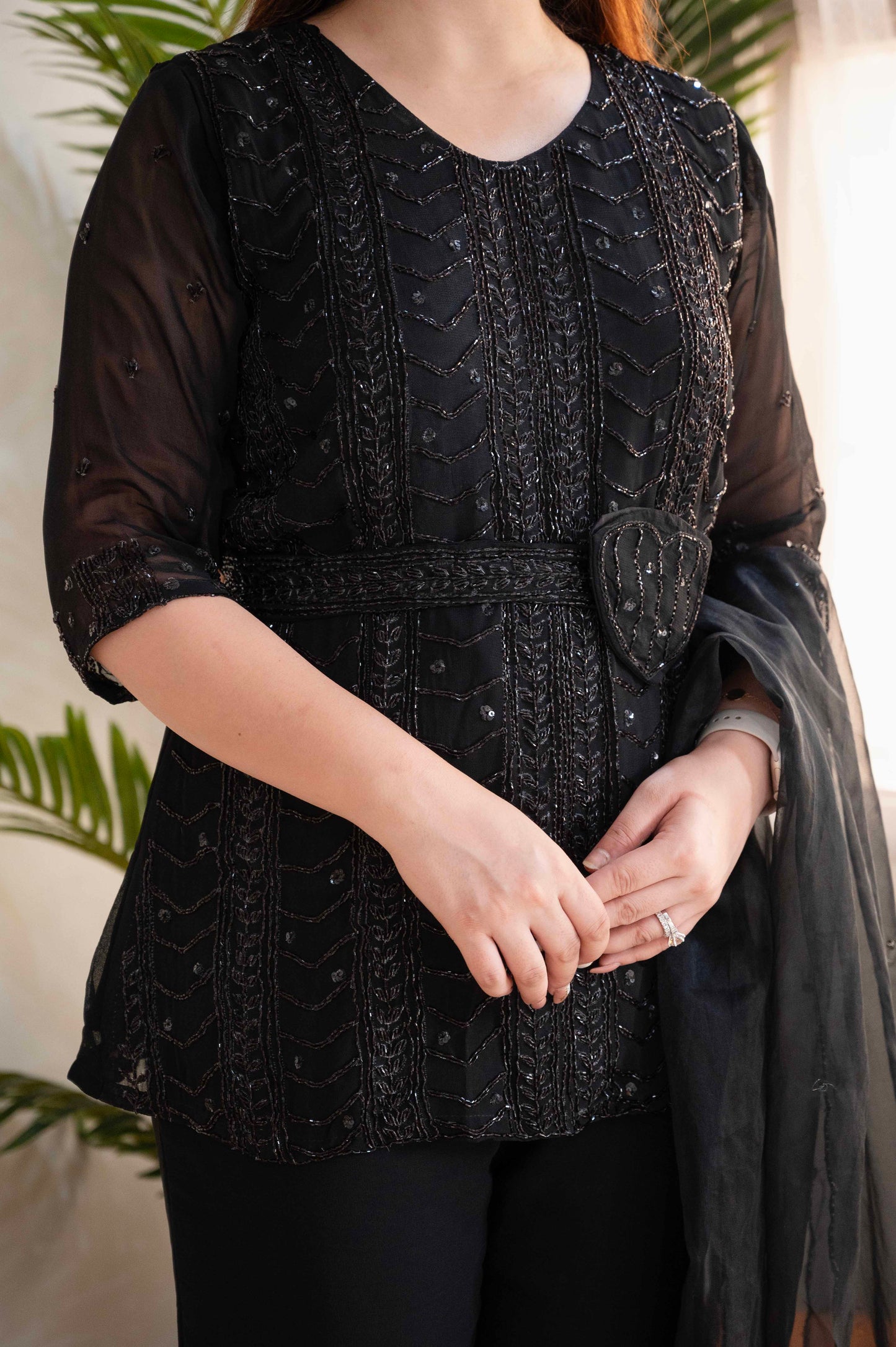 Maan Black Fully Embroidered Suit Set